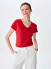 V-neck Basic Short Arm Regular Red T-shirt