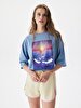 Oversized Photo Print With Print Blue T-shirt