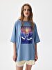 Oversized Photo Print With Print Blue T-shirt
