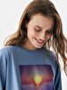 Oversized Photo Print With Print Blue T-shirt