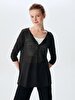 Thin Turtle Neck Buttoned Black Sweatshirt