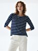 Striped Print Long Sleeve Navy Sweatshirt