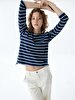 Striped Print Long Sleeve Navy Sweatshirt