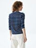 Striped Print Long Sleeve Navy Sweatshirt