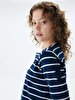 Striped Print Long Sleeve Navy Sweatshirt