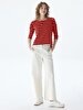 Striped Print Long Sleeve Red Sweatshirt