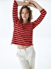 Striped Print Long Sleeve Red Sweatshirt