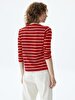Striped Print Long Sleeve Red Sweatshirt