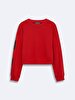 Crew Neck Long Sleeve Red Sweatshirt