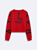 Crew Neck Long Sleeve Red Sweatshirt