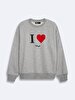 With Print Crew Neck Grey Sweatshirt