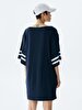 Print Wide Collar Navy Dress