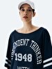 Print Wide Collar Navy Dress