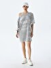 Print Wide Collar Grey Dress