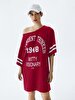 Print Wide Collar Red Dress