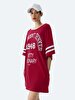 Print Wide Collar Red Dress