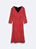 Striped Print V-neck Red Dress