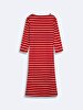 Striped Print V-neck Red Dress