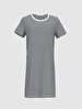 Crew Neck Striped Print White Dress