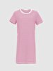 Crew Neck Striped Print Pink Dress