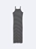Striped Print Halter Collar Navy Dress