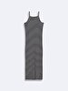 Striped Print Halter Collar Navy Dress
