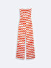 Pattern Strapless Orange Jumpsuit
