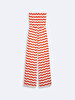 Pattern Strapless Orange Jumpsuit