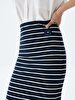 Striped Print Midi Navy Skirt