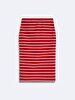 Striped Print Midi Red Skirt