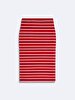 Striped Print Midi Red Skirt