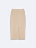 Ribbed Split Beige Skirt