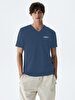 Print Sprey Written Dark Blue T-shirt