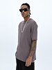 Crew Neck Basic Short Arm Relaxed Purple T-shirt