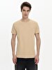 Crew Neck Basic Short Arm Slim Brown T-shirt