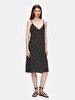 Spaghetti Strap V-neck Dots Black Dress