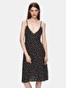 Spaghetti Strap V-neck Dots Black Dress