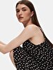 Spaghetti Strap V-neck Dots Black Dress