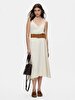Linen Relaxed Spaghetti Strap Beige Dress