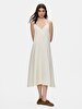 Linen Relaxed Spaghetti Strap Beige Dress