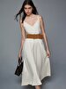 Linen Relaxed Spaghetti Strap Beige Dress