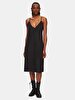 Linen Relaxed Spaghetti Strap Black Dress