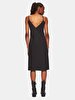 Linen Relaxed Spaghetti Strap Black Dress