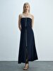 Basic Buttoned Navy Dress