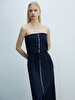 Basic Buttoned Navy Dress