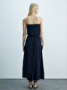 Basic Buttoned Navy Dress