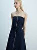 Basic Buttoned Navy Dress