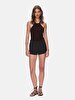 Basic Gabardine Regular Mini Black Shorts