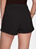 Basic Gabardine Regular Mini Black Shorts