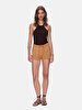 Basic Gabardine Regular Mini Brown Shorts